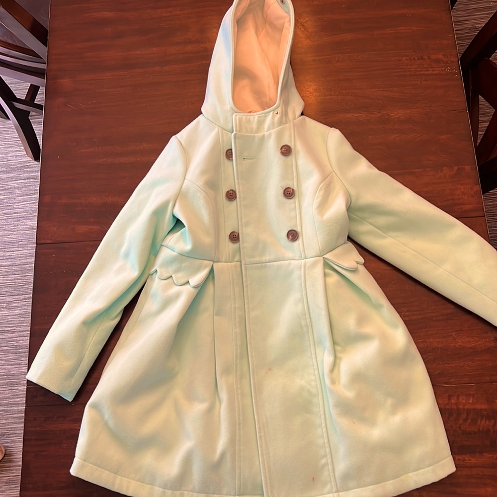 Cat and Jack Mint pea coat size 10/12